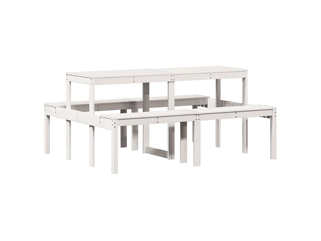 Table de pique-nique blanc 160x134x75 cm bois massif de pin