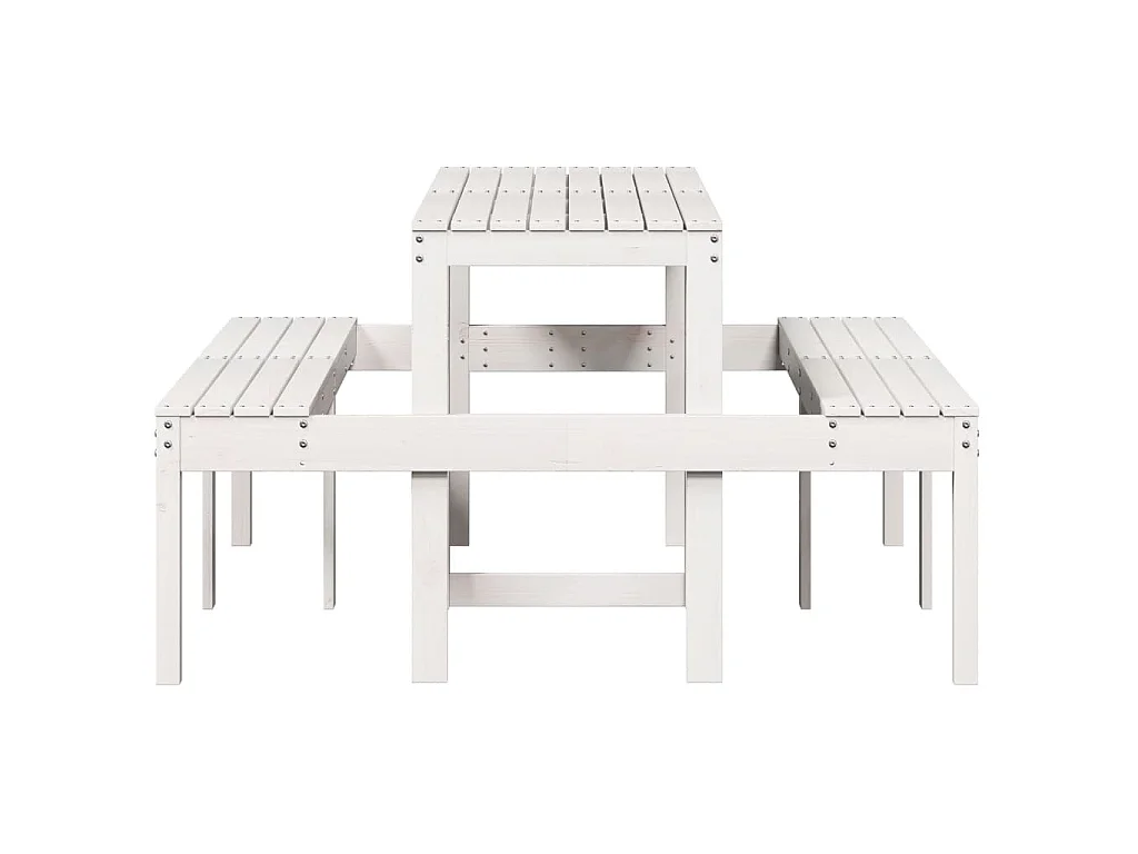 Table de pique-nique blanc 160x134x75 cm bois massif de pin