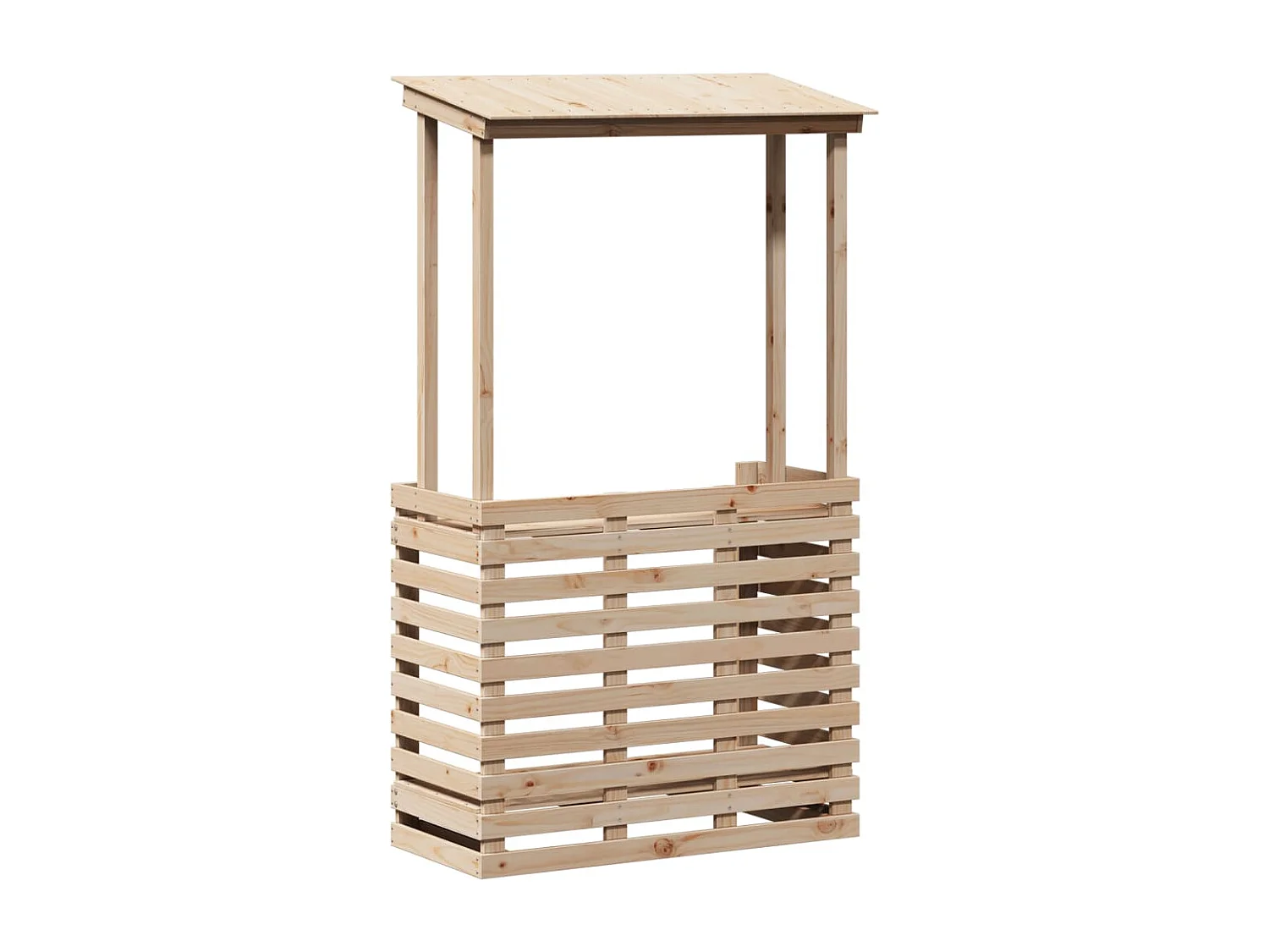 Mesa de bar de jardín con techo madera maciza 112,5x57x195,5 cm