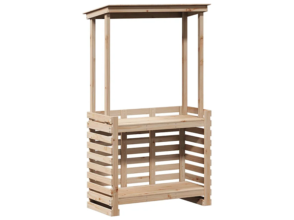 Mesa de bar exterior c/ telhado 112,5x57x195,5cm madeira maciça