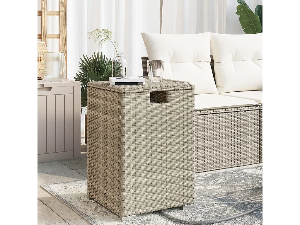 Tavolo Serbatoio Propano Grigio Chiaro 40x40x60 cm Polyrattan