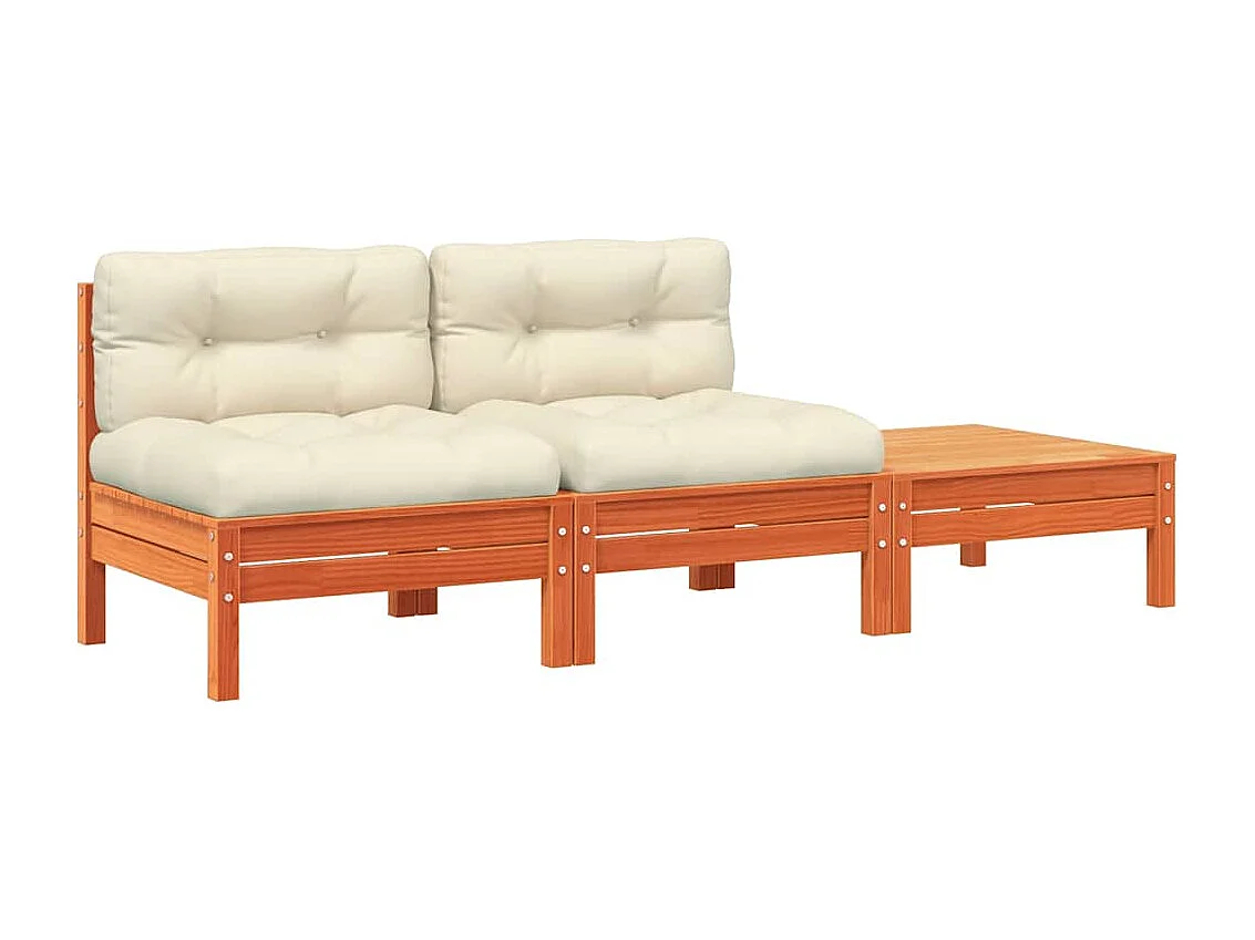 Canapé de jardin avec coussins et repose-pied 2 places