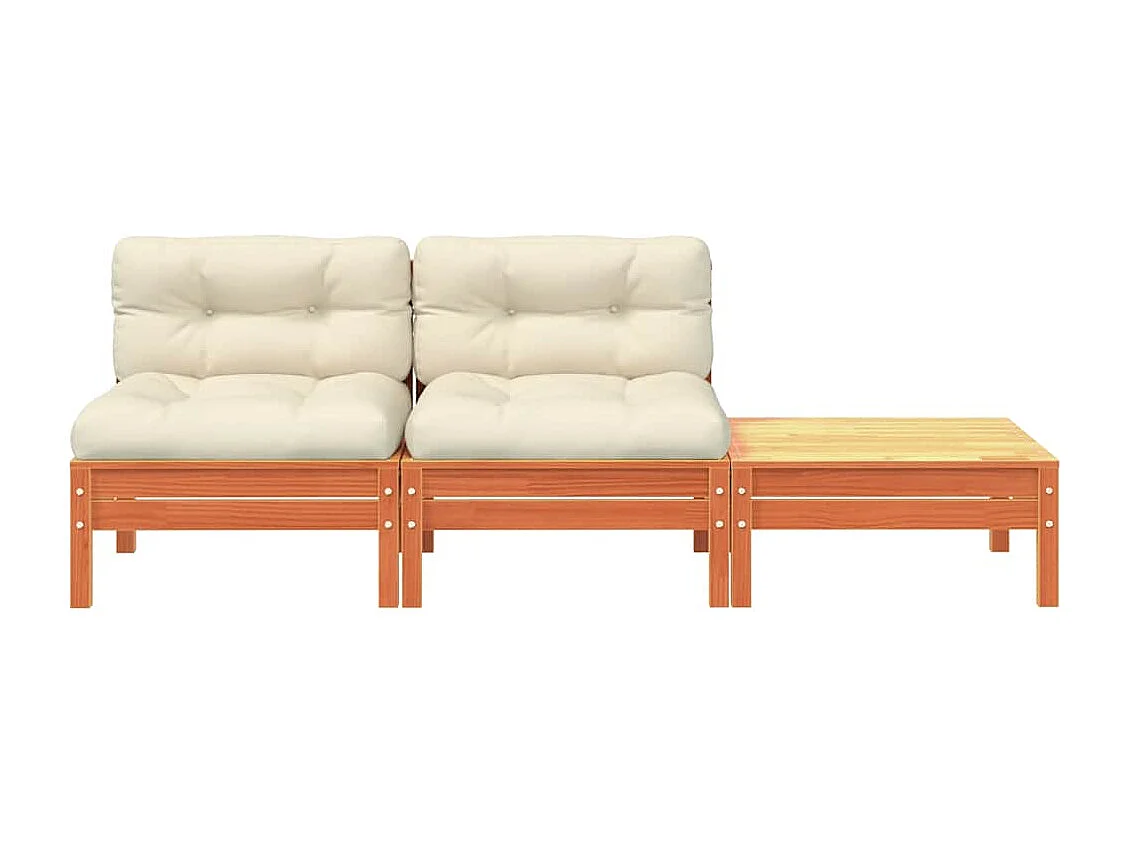 Canapé de jardin avec coussins et repose-pied 2 places