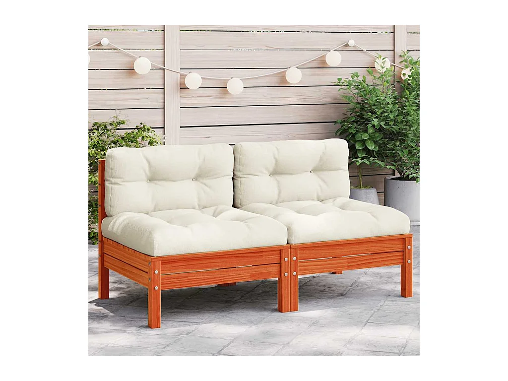 Canapé de jardin sans accoudoirs coussins 2 pcs bois massif pin