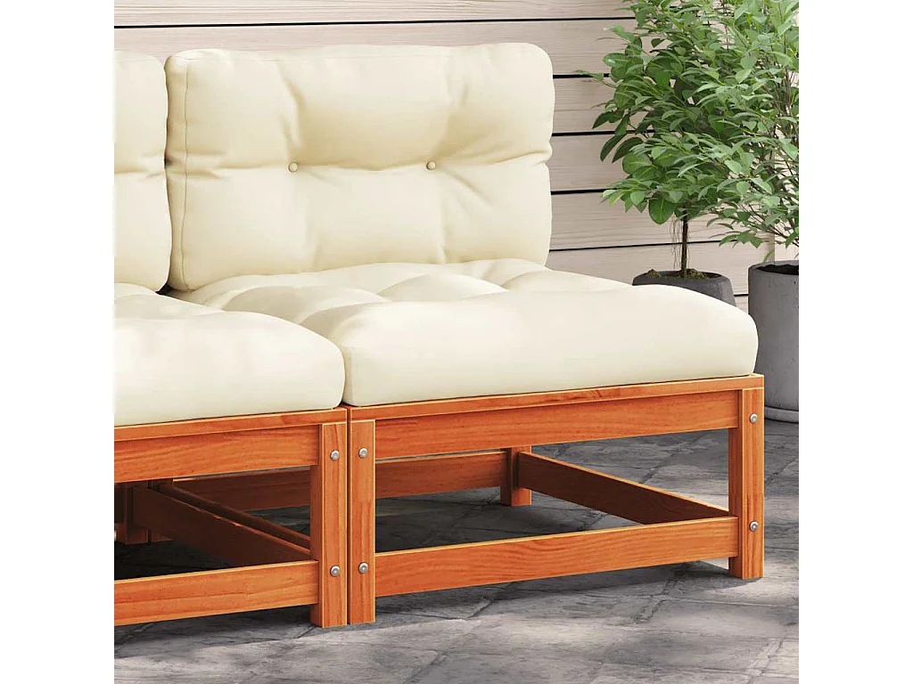 Gartensofa ohne Armlehnen mit Kissen Wachsbraun Kiefernholz