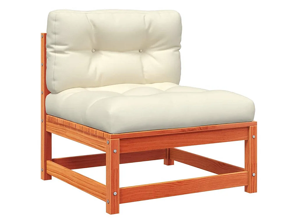 Gartensofa ohne Armlehnen mit Kissen Wachsbraun Kiefernholz