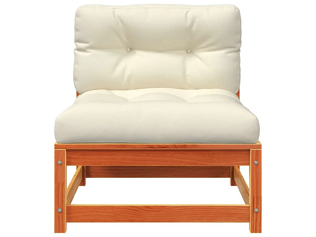 Gartensofa ohne Armlehnen mit Kissen Wachsbraun Kiefernholz