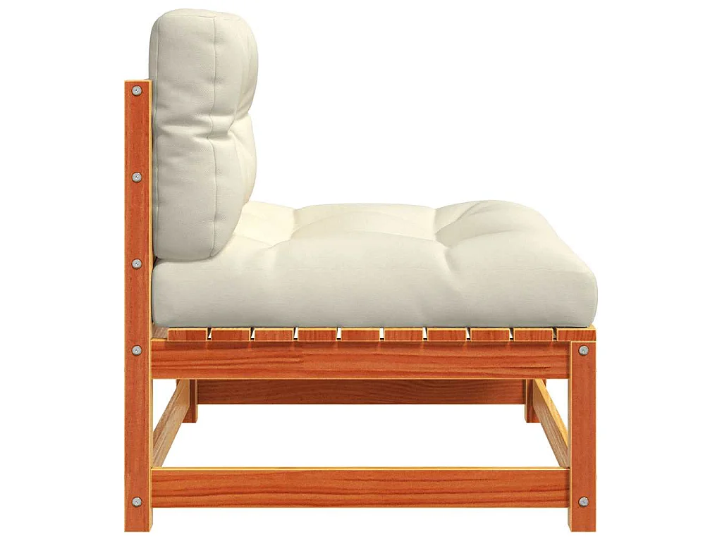 Gartensofa ohne Armlehnen mit Kissen Wachsbraun Kiefernholz