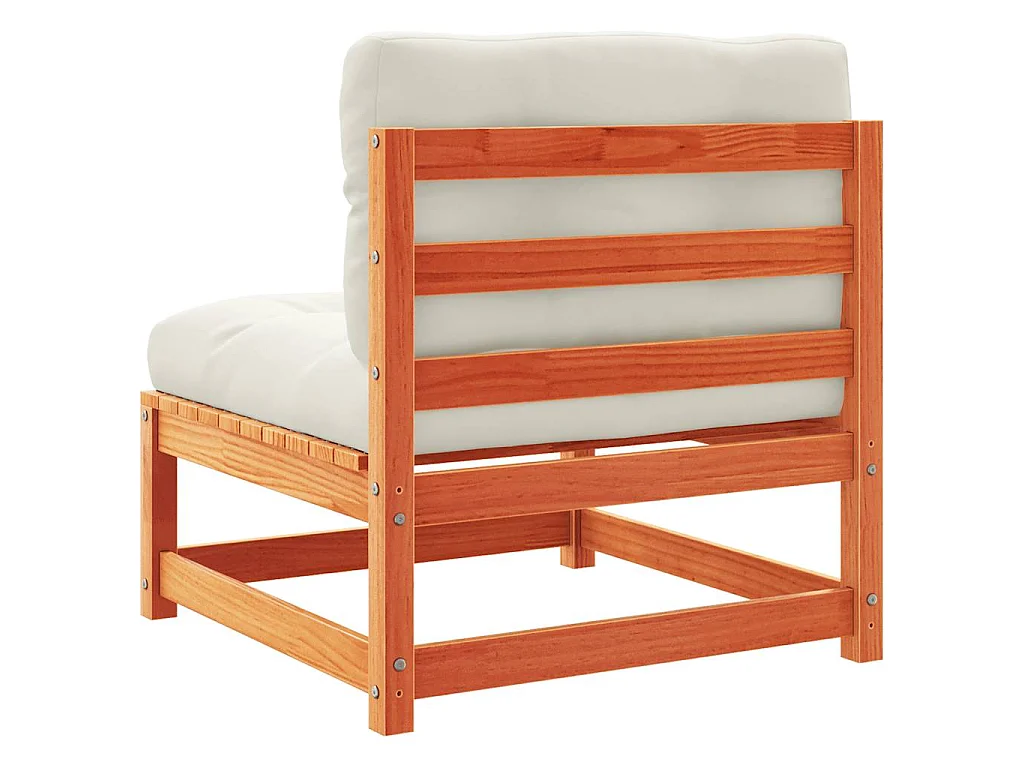Gartensofa ohne Armlehnen mit Kissen Wachsbraun Kiefernholz