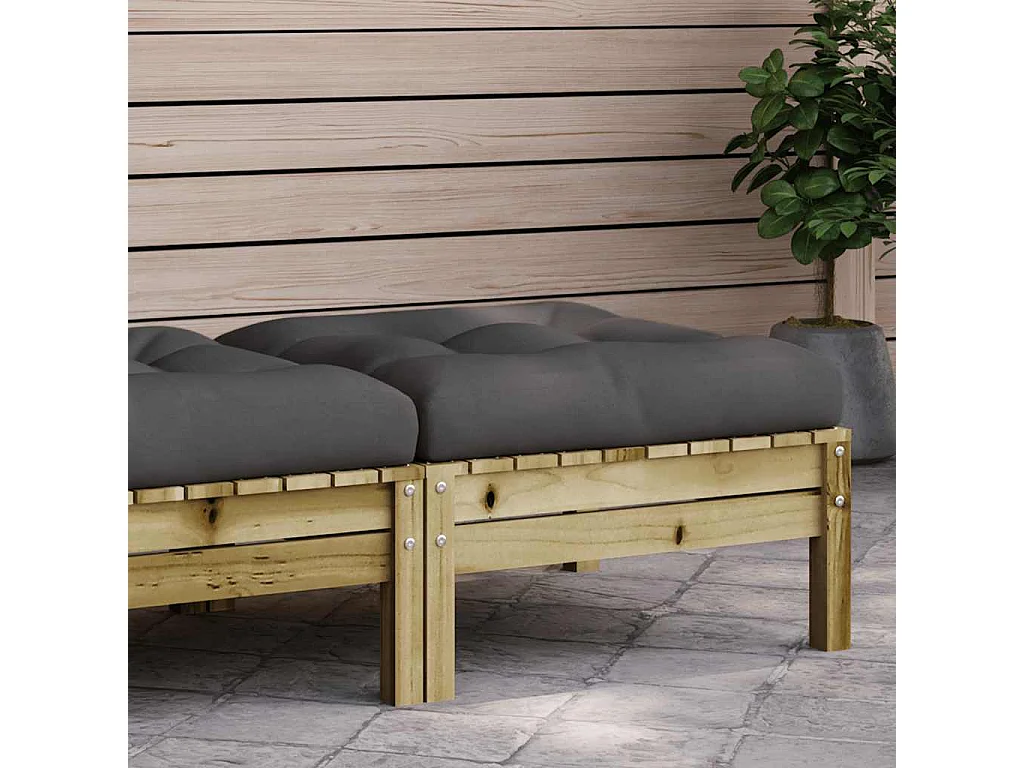 Repose-pied de jardin avec coussin bois de pin imprégné