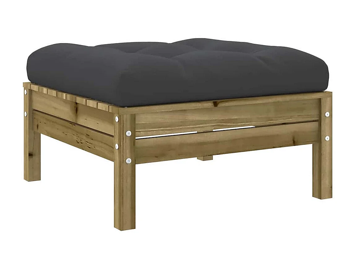 Repose-pied de jardin avec coussin bois de pin imprégné