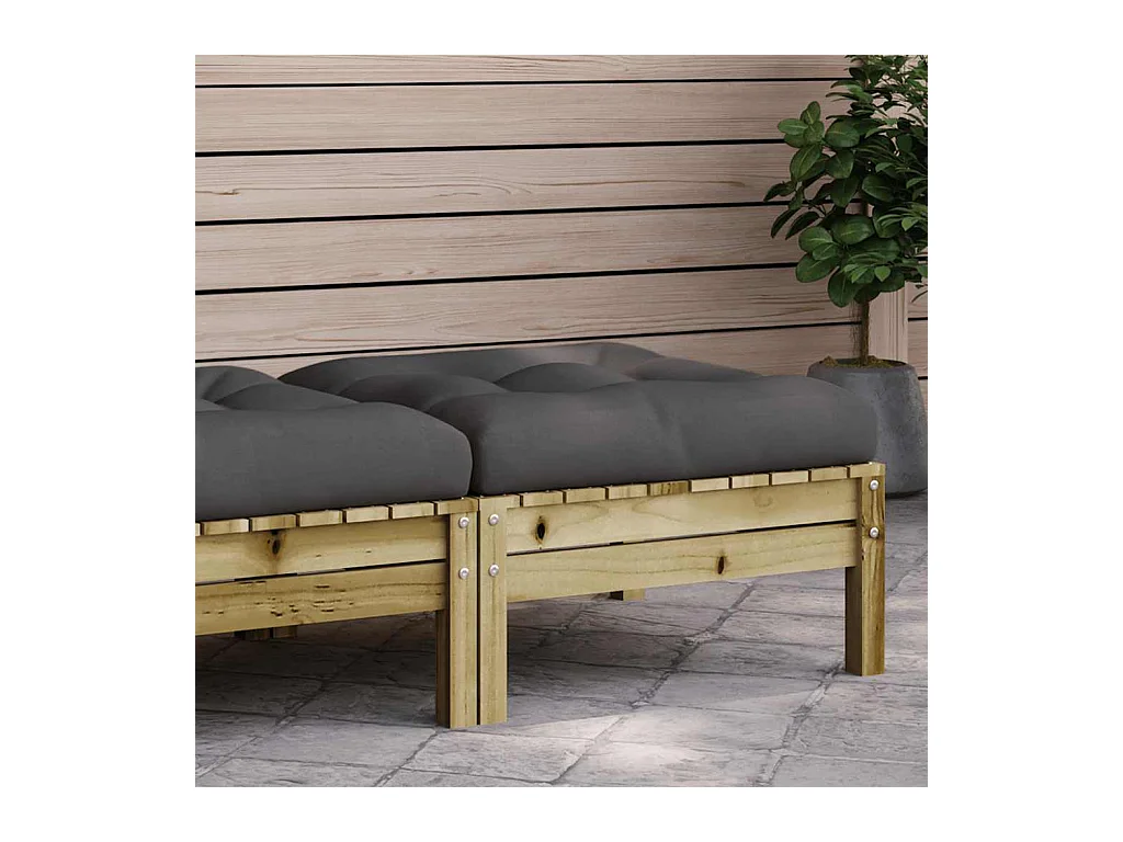 Repose-pied de jardin avec coussin bois de pin imprégné