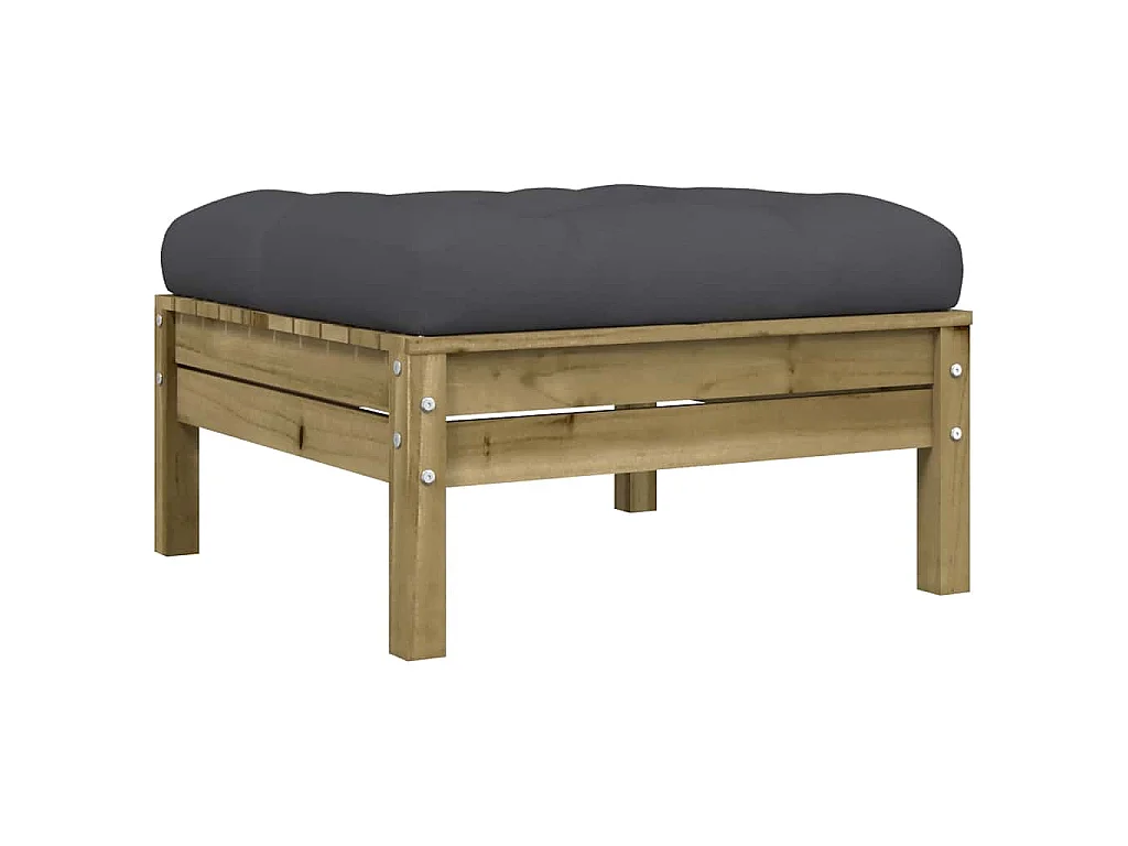 Repose-pied de jardin avec coussin bois de pin imprégné