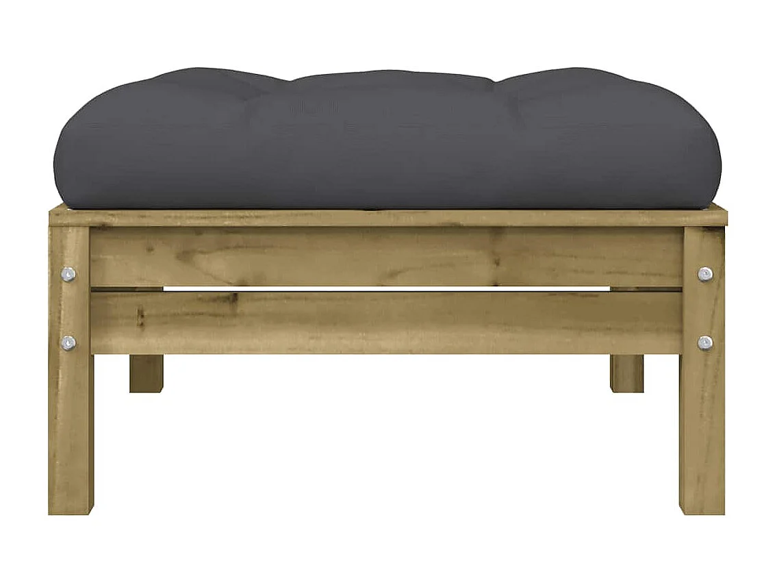 Repose-pied de jardin avec coussin bois de pin imprégné