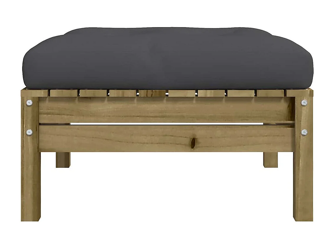 Repose-pied de jardin avec coussin bois de pin imprégné