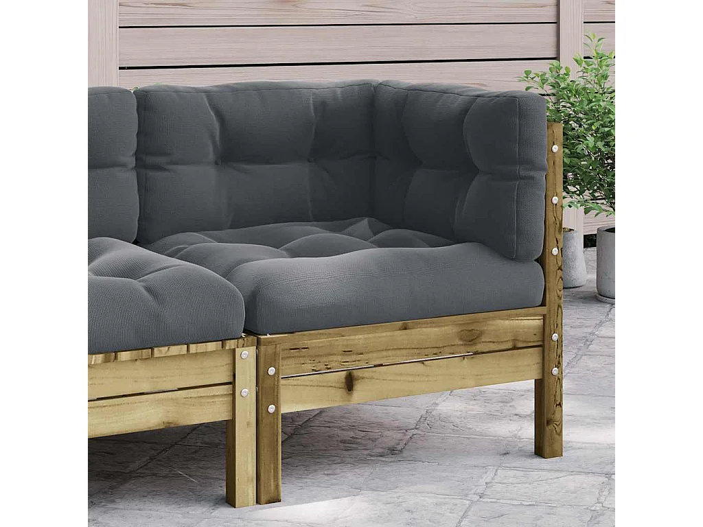 Divano Angolare da Giardino con Cuscini Legno Impregnato Pino