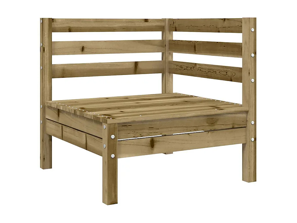 Canapé d'angle de jardin avec coussins bois de pin imprégné