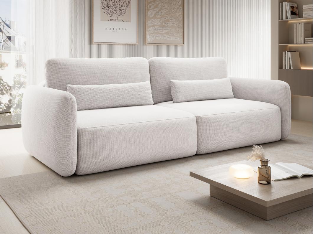 Sofa mit Schlaffunktion 3-Sitzer - Strukturstoff - Beige - VOPOZA