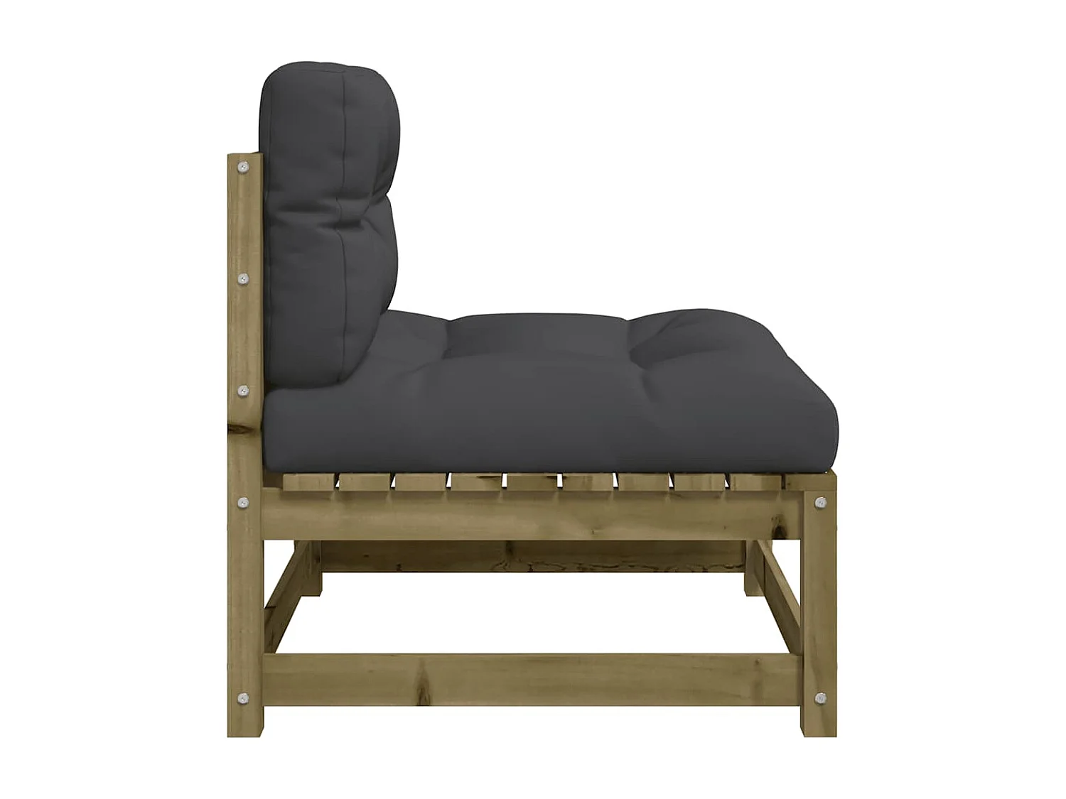 Canapé de jardin sans accoudoirs et coussins bois pin imprégné