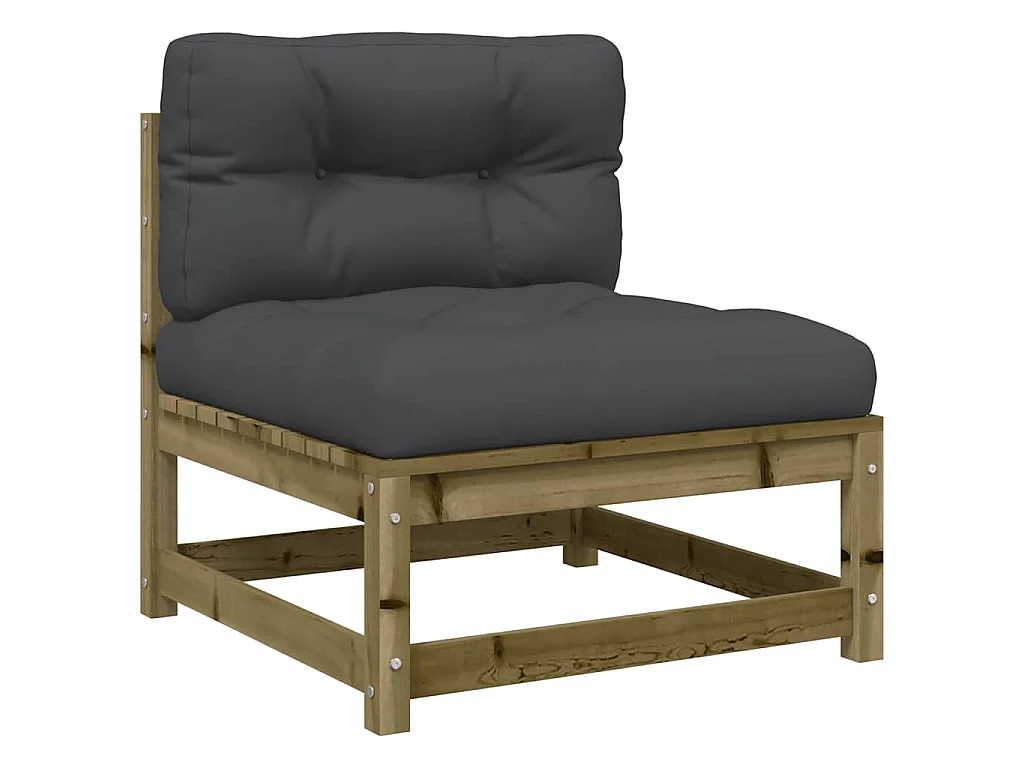 Gartensofa ohne Armlehnen mit Kissen Kiefernholz Imprägniert