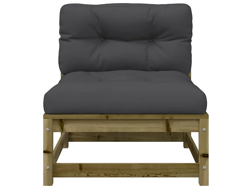 Gartensofa ohne Armlehnen mit Kissen Kiefernholz Imprägniert
