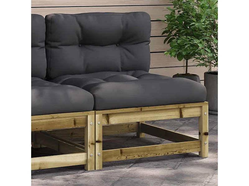 Tuinbank zonder armleuningen met kussens hout