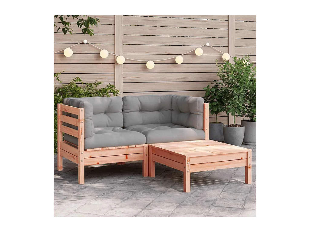 Canapé de jardin avec coussins et repose-pied 2 places