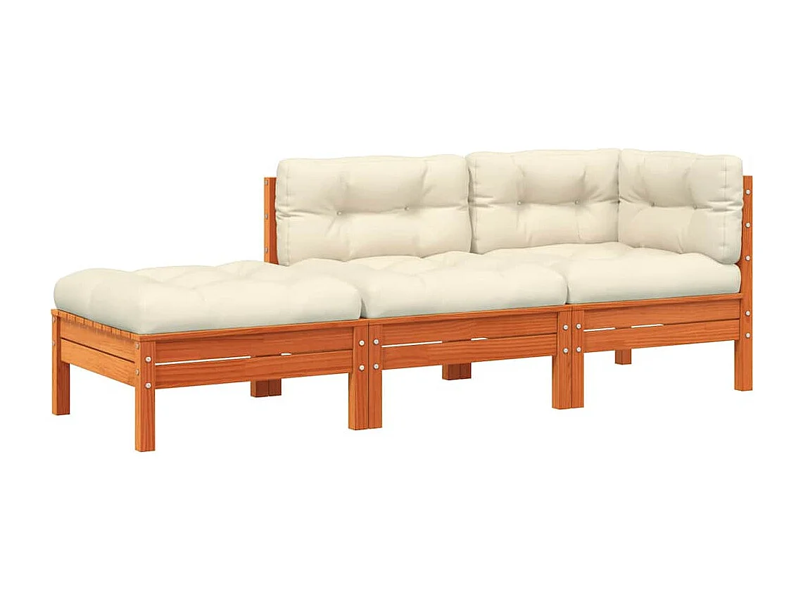 Gartensofa mit Kissen und Hocker 3-Sitzer