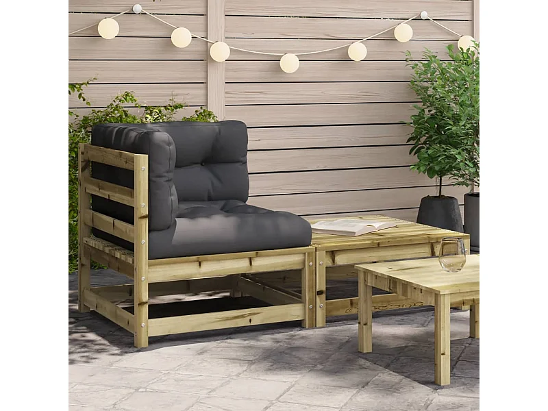 Canapé d'angle de jardin avec coussins et repose-pieds