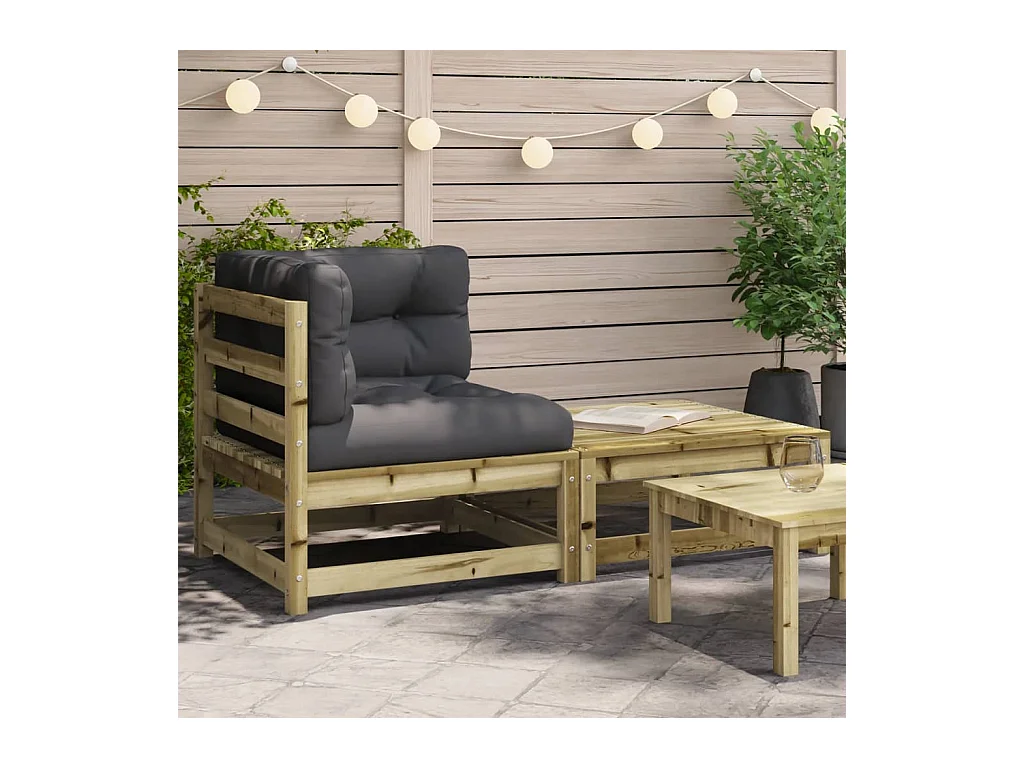 Canapé d'angle de jardin avec coussins et repose-pieds