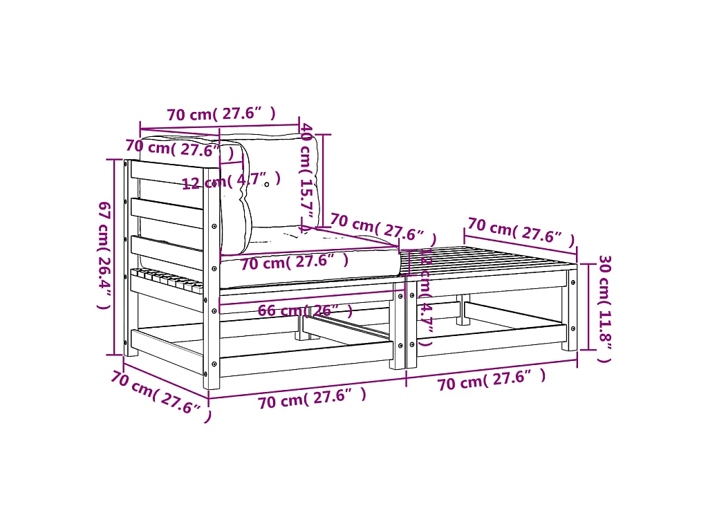 Canapé d'angle de jardin avec coussins et repose-pieds