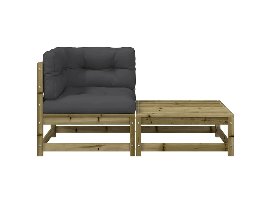 Canapé d'angle de jardin avec coussins et repose-pieds