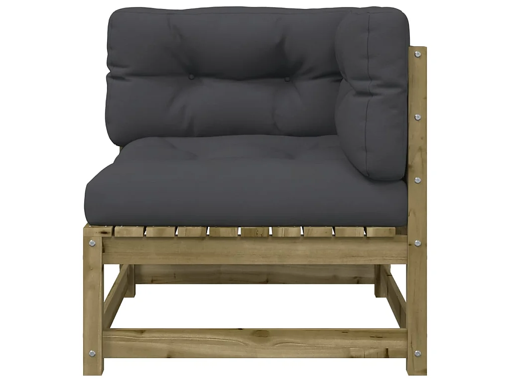 Canapé d'angle de jardin avec coussins et repose-pieds