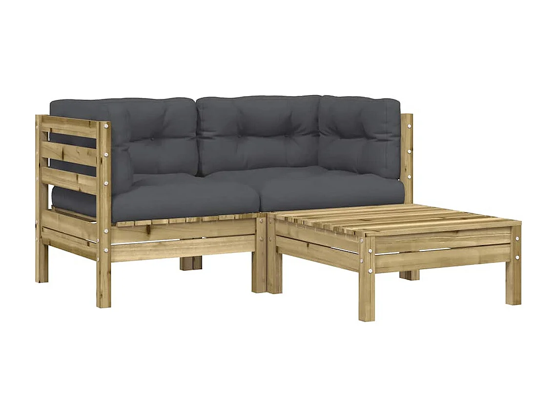 Canapé de jardin avec coussins et repose-pied 2 places