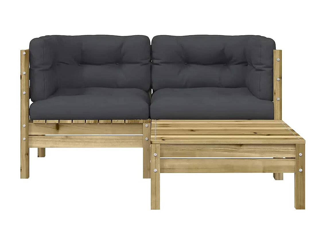 Canapé de jardin avec coussins et repose-pied 2 places