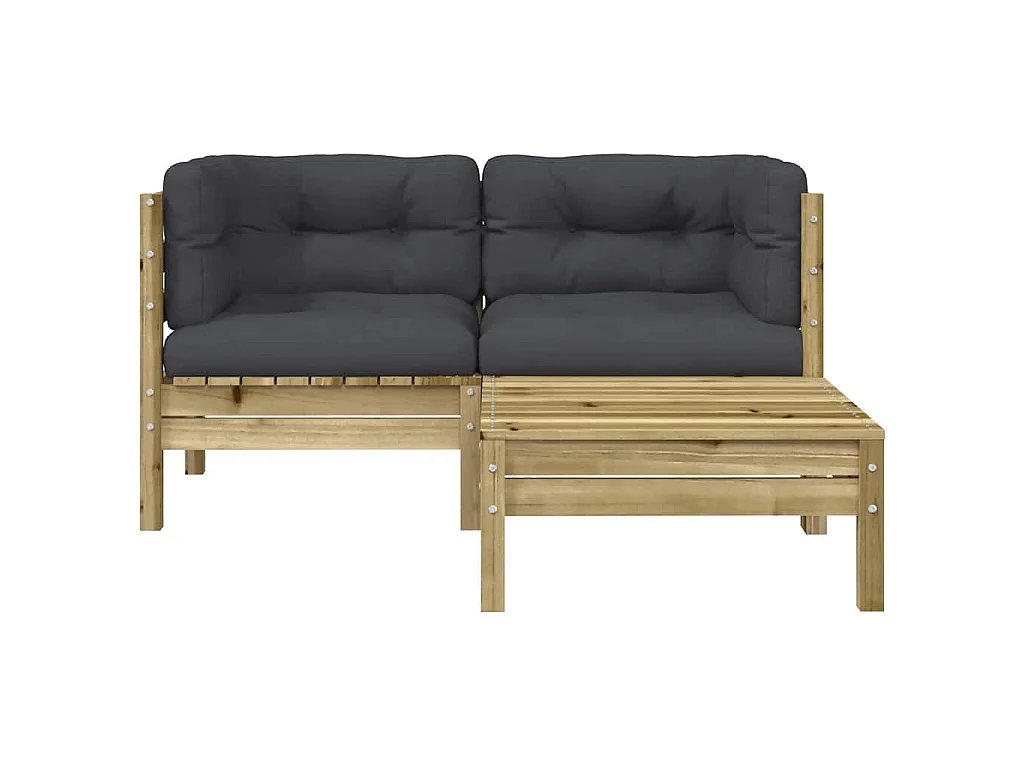 Canapé de jardin avec coussins et repose-pied 2 places