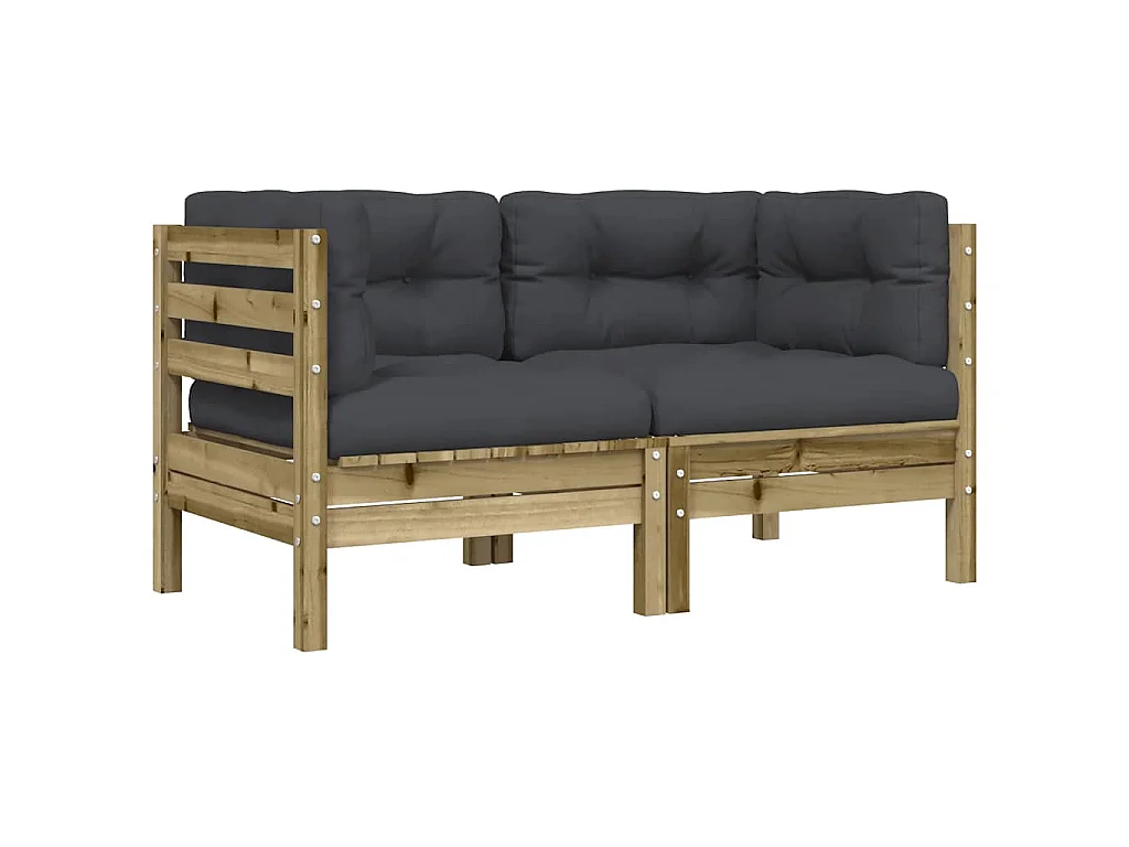 Canapé de jardin avec coussins et repose-pied 2 places