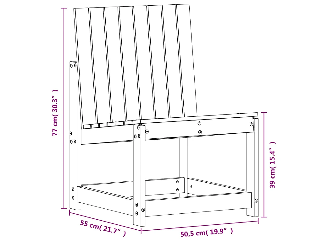 Gartenstuhl 50,5x55x77 cm Massivholz Douglasie