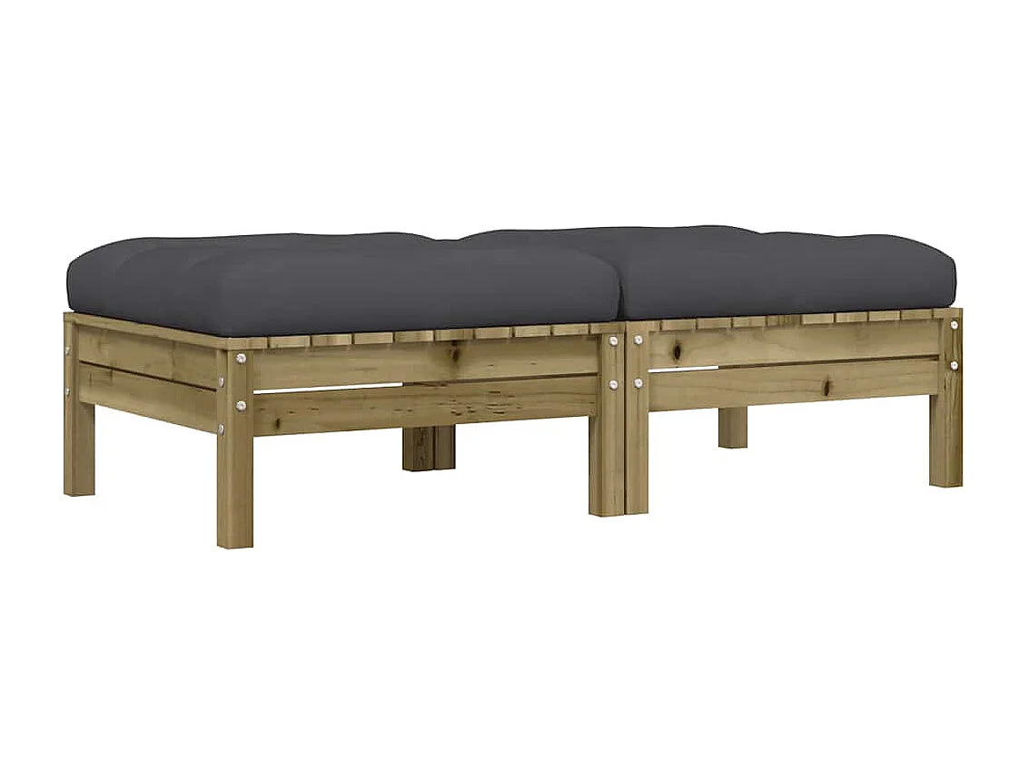 Tuinvoetenbanken met kussens 2 st geïmpregneerd grenenhout