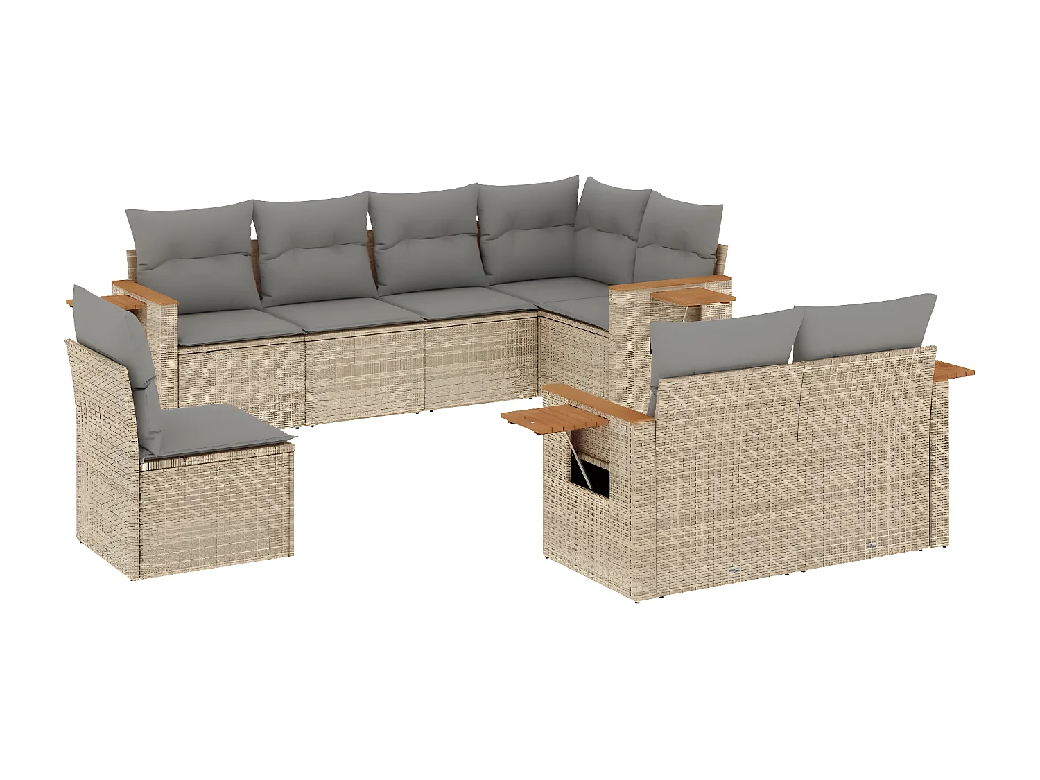 Set Divano da Giardino 8 pz con Cuscini Beige in Polyrattan