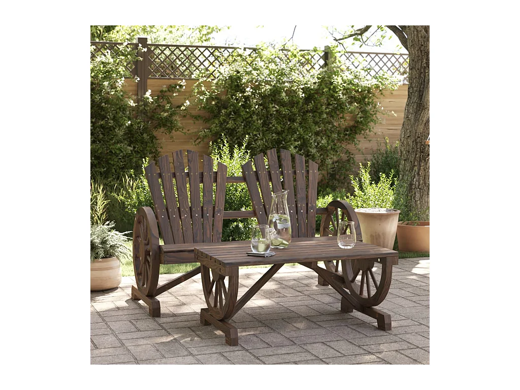 Set Salotto da Giardino 2 pz in Legno Massello di Abete
