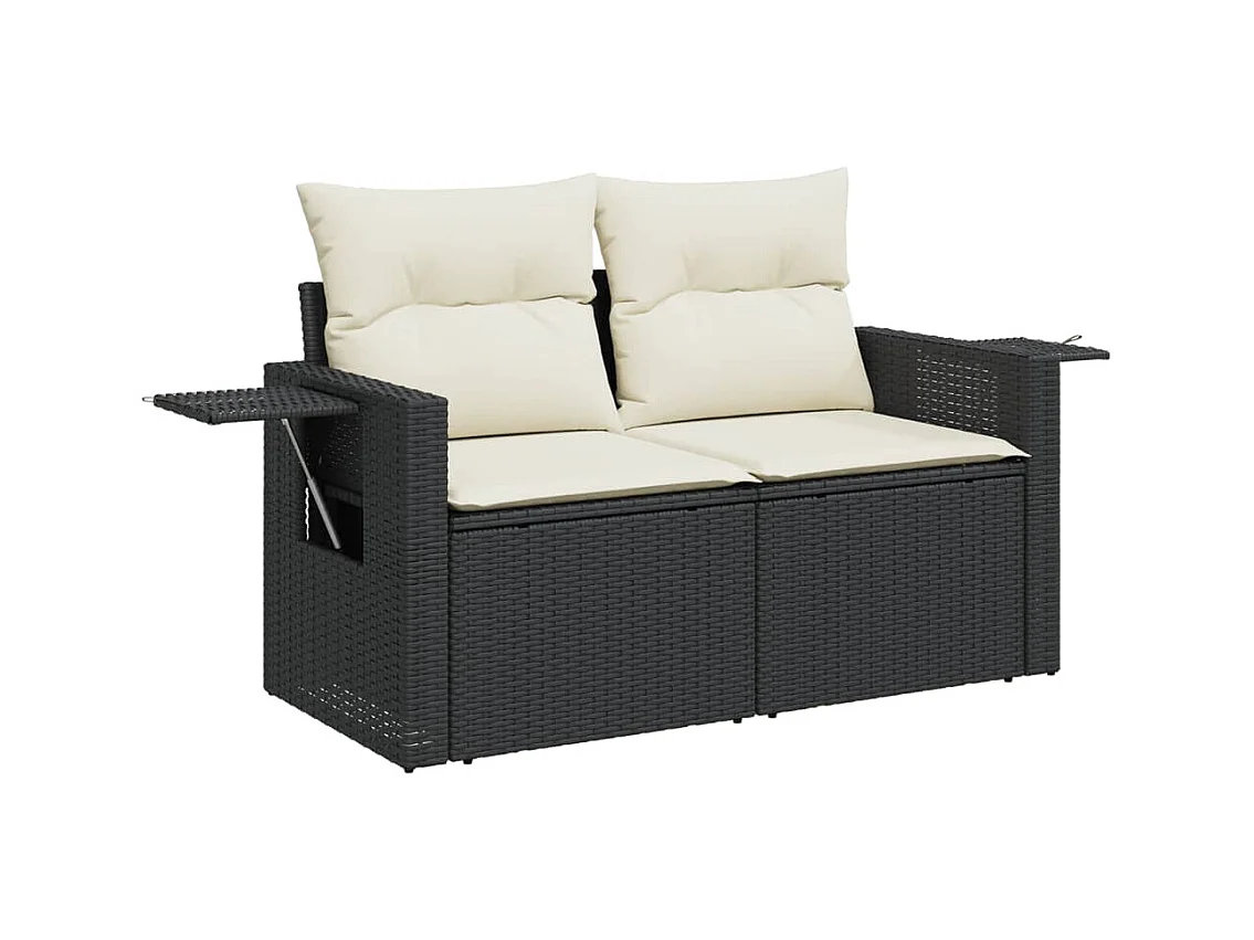 Set Divani da Giardino 9 pz con Cuscini Nero in Polyrattan