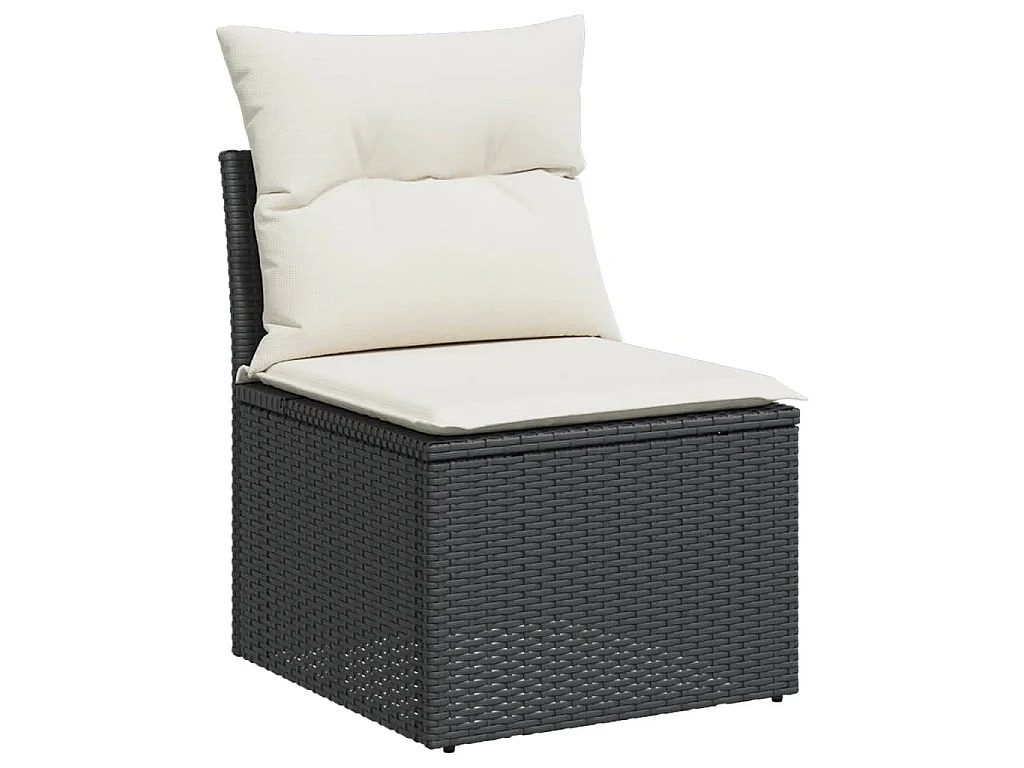 11-tlg. Garten-Sofagarnitur mit Kissen Schwarz Poly Rattan