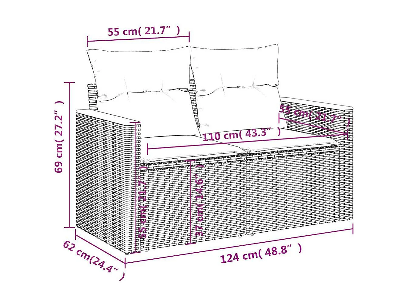 Set Divano da Giardino 5 pz con Cuscini Beige in Polyrattan