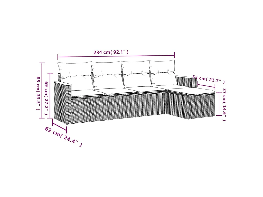 Set Divano da Giardino 5 pz con Cuscini Beige in Polyrattan