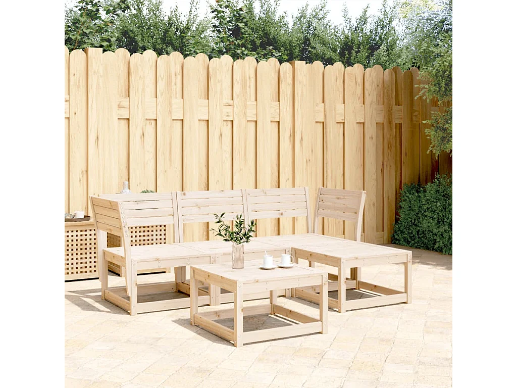 4 pcs conjunto lounge de jardim madeira de pinho maciça