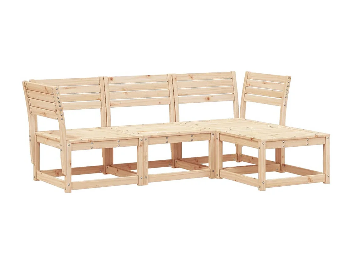 4 pcs conjunto lounge de jardim madeira de pinho maciça