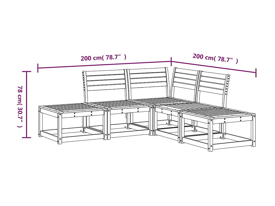 Set Divani da Giardino 5 pz in Legno Massello di Douglas