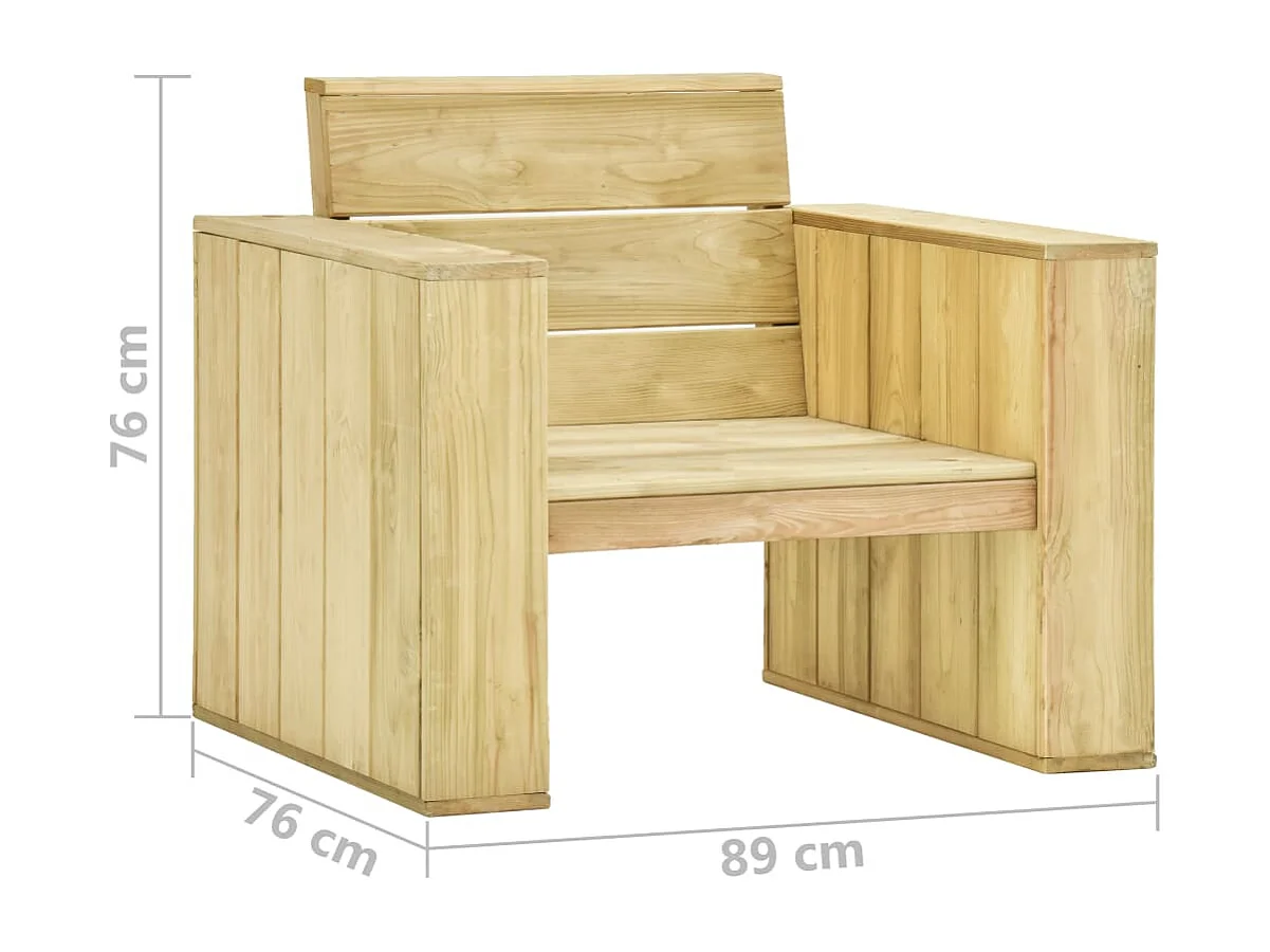 3 pcs conjunto lounge de jardim com almofadões pinho impregnado