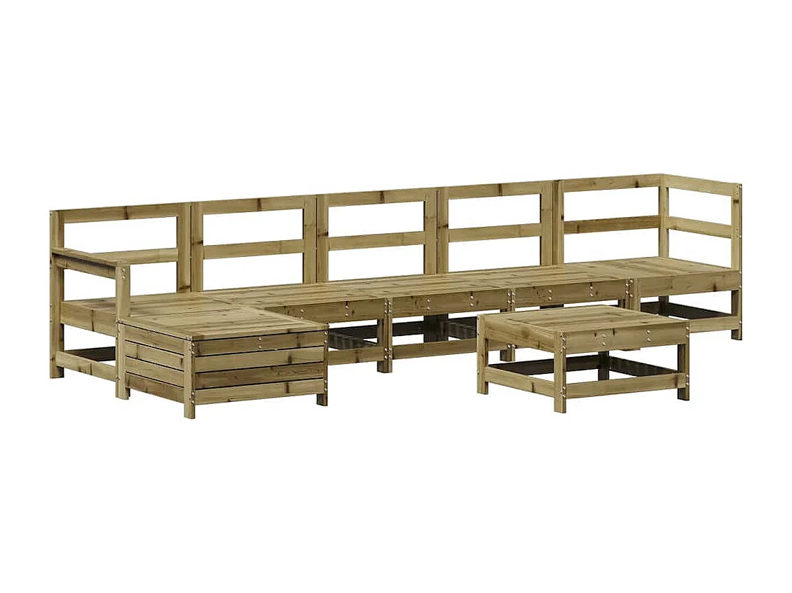 7 pcs conjunto lounge de jardim madeira de pinho impregnada